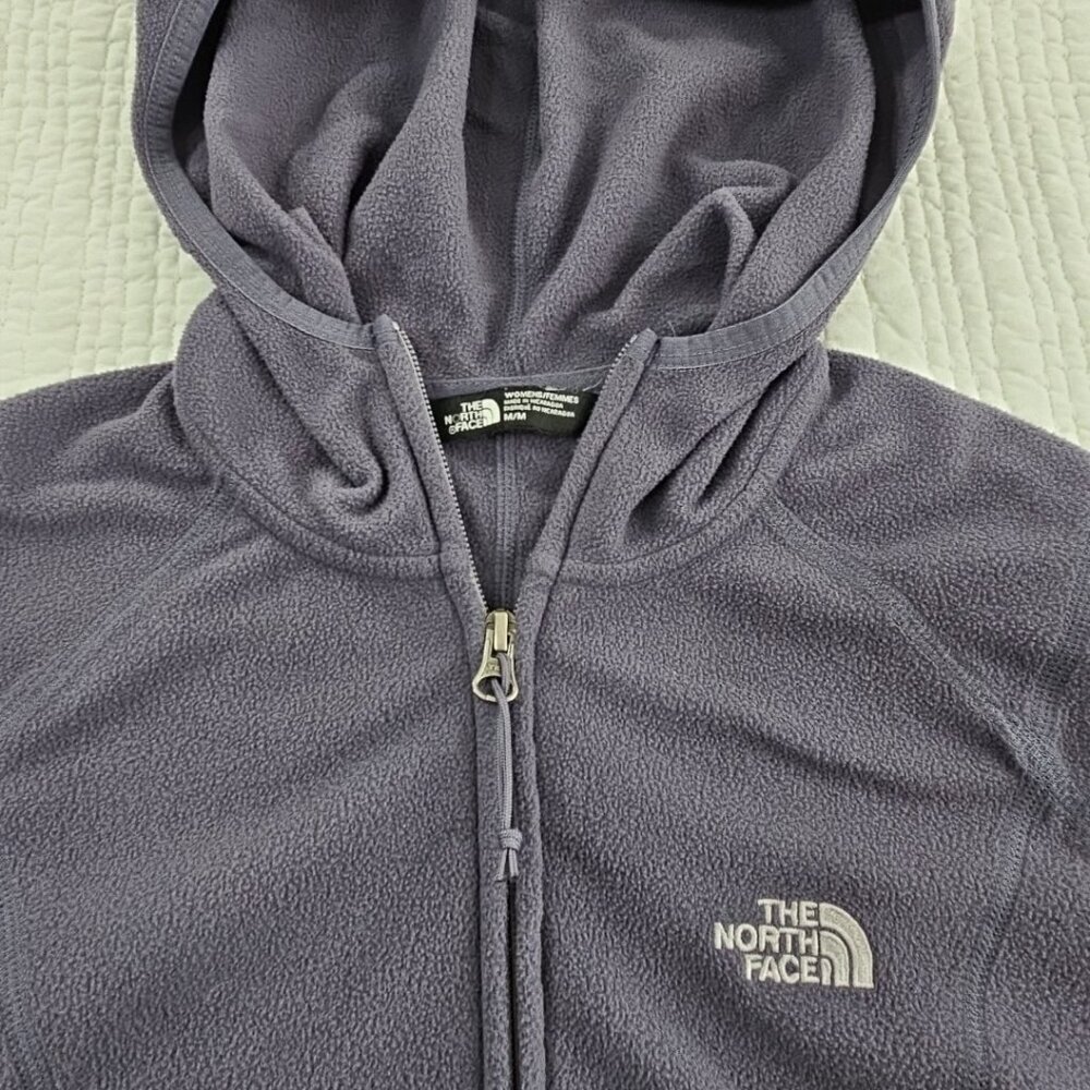 North Face Full Zip Fleece Hoodie Long Sleeve Sweatshirt Women’s M Gray Gorpcore - Picture 5 of 14